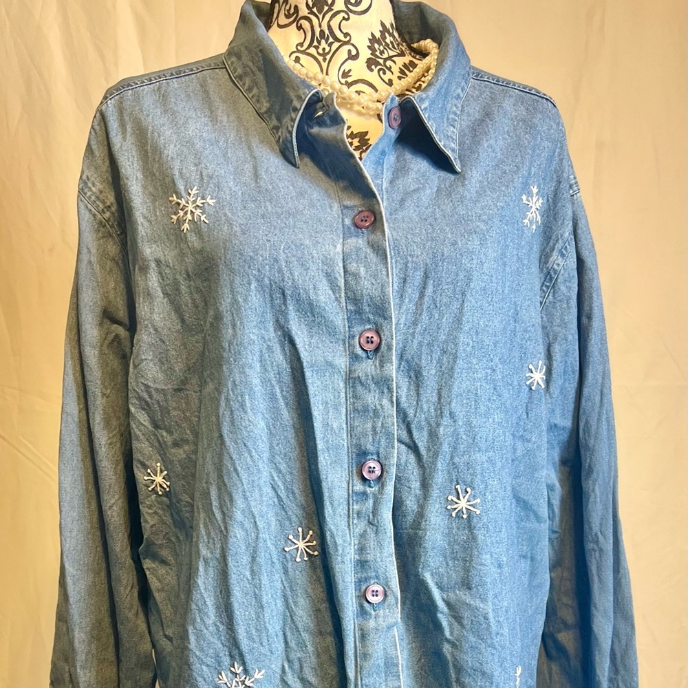 Denim Christmas top.